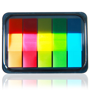 Deli Index Tabs 44 x 12mm, Pack of 5 Assorted Colours (100 Sheets)