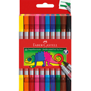 Faber-Castell Double-ended Felt Tip Assorted Marker Pens Classic Pack of 10