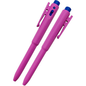 J800 Detectable Pens Retractable with Clip Pink Body - Blue Ink, Pack of 10