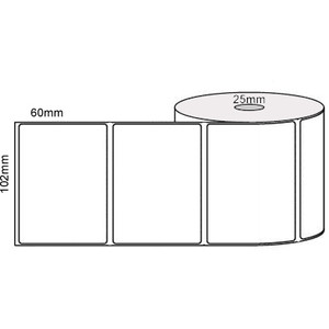 White Direct Thermal Labels 102mm x 60mm with Permanent Adhesive and 25mm Core, Roll of 500 Labels