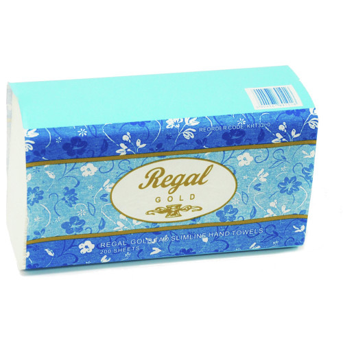 Regal Executive 1 Ply Gold Slimline TAD Hand Towel 200 Sheets Suits H2/ MFLDDPSG/ MFLDDPSW Dispenser, Carton of 16