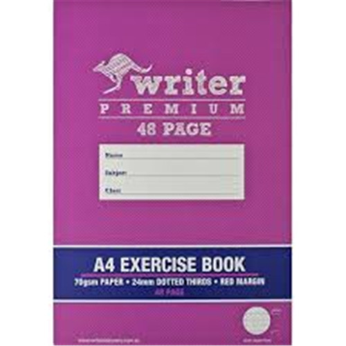WRITER PREMIUM EXERCISE BOOK A4 48pgs 24mm Dotted Thirds - Plane 297x210mm