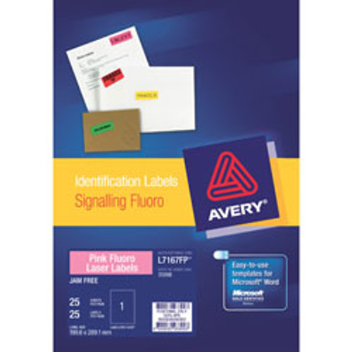 AVERY L7162FY LASER LABELS 16/Sht 99.1x34mm Fluoro Yellow, Pk400