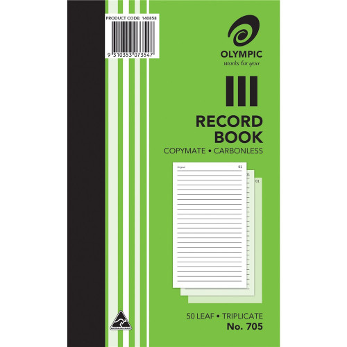 OLYMPIC CARBONLESS RECORD BOOKS 705 Trip 200x125mm 142790