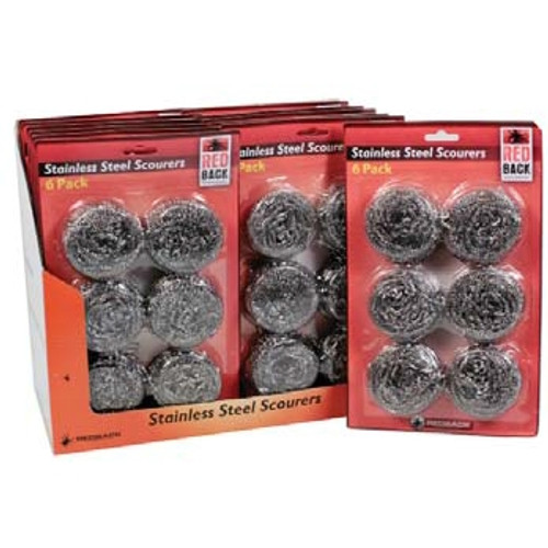 STAINLESS STEEL SCOURERS Pack of 6