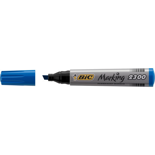 BIC MARKING 2300 MARKER Permanent Blue Chisel Tip Box of 12