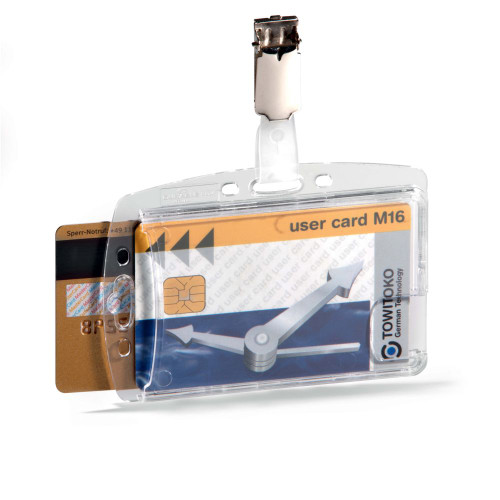 DURABLE ID SECURITY PASS HOLDER ACRYLIC DUO WITH ROTATING CLIP BOX 25
