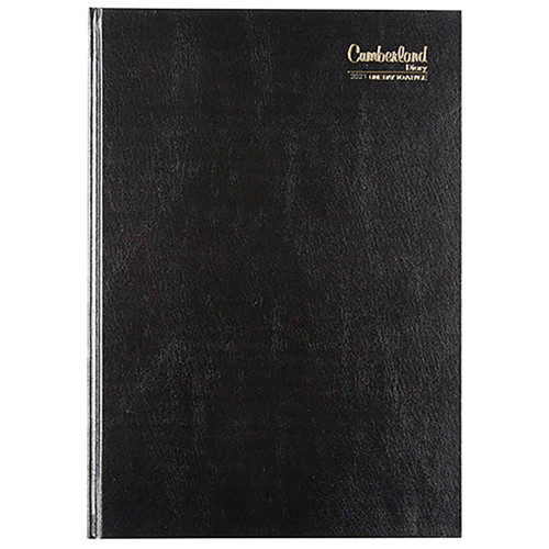 CUMBERLAND BUSINESS DIARY A4, 2 Page to a Day 1/4Hr Appointments Black (2024)