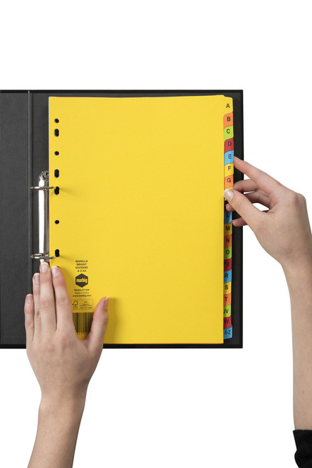 MARBIG BRIGHT MANILLA DIVIDERS A-Z A4 Multi-Coloured