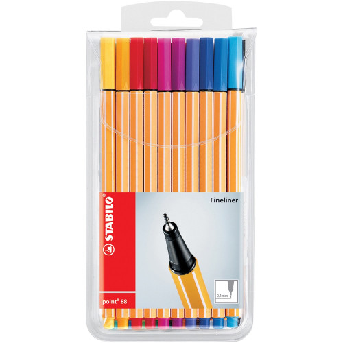 STABILO POINT 88 FINELINER 0.4mm Assorted Wlt20