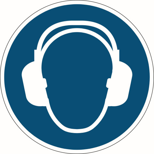 DURABLE SAFETY MARKING SIGN USE EAR PROTECTION BLUE