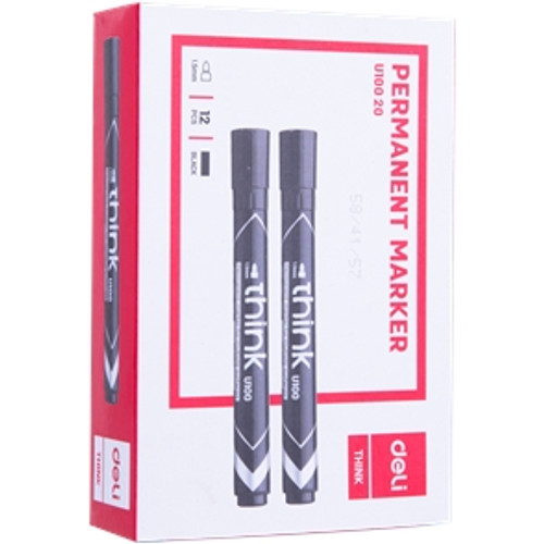 DELI BULLET POINT PERMANENT MARKERS Black Pk12