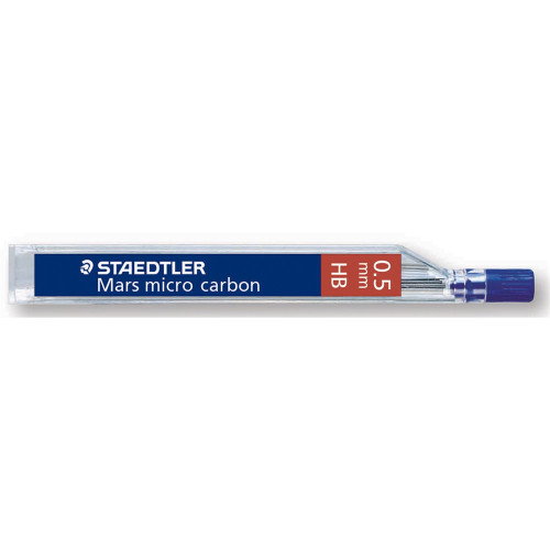 Staedtler 250 Mars Micro Carbon Mechanical Pencil Leads 0.5mm - HB, Tube of 12
