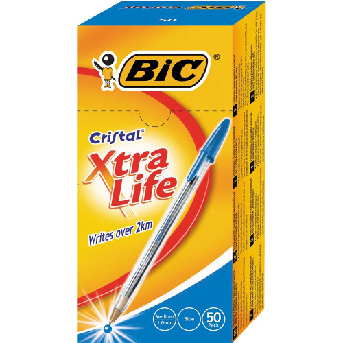 BIC CRISTAL BALLPOINT PEN Medium Blue, Bulk Economical Bx50 8127961