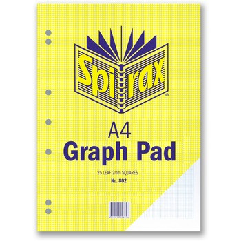 SPIRAX 802 GRAPH PAD 2mm A4 25 LEAF