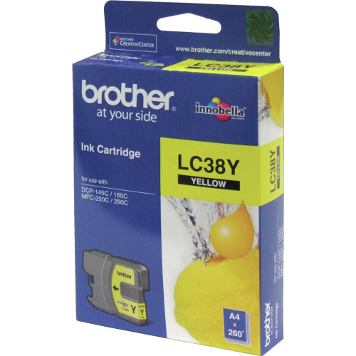 BROTHER LC-38Y ORIGINAL YELLOW INK CARTRIDGE Suits MFC 145C / 165C / 250C / 290C