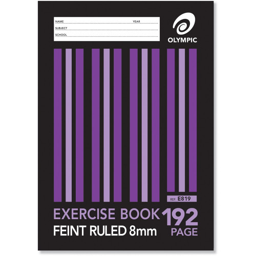 Olympic Exercise Book E819 A4 192 Page 8mm Feint Ruled with Margin (140755)