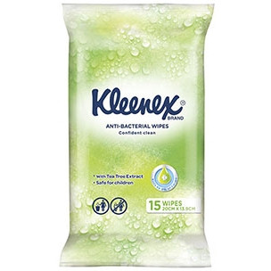 KLEENEX ANTI BACTERIAL WIPES Germ Free Clean Alcohol Free Pack of 15