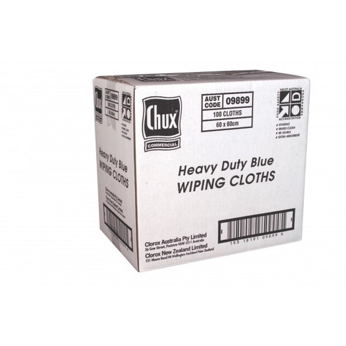 CHUX 09899 WIPING CLOTH 60 X 60CM BLUE HEAVY DUTY CTN100