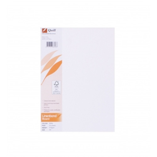 Quill Linenbond Board 216gsm A4 Pack 25 - White (06303)