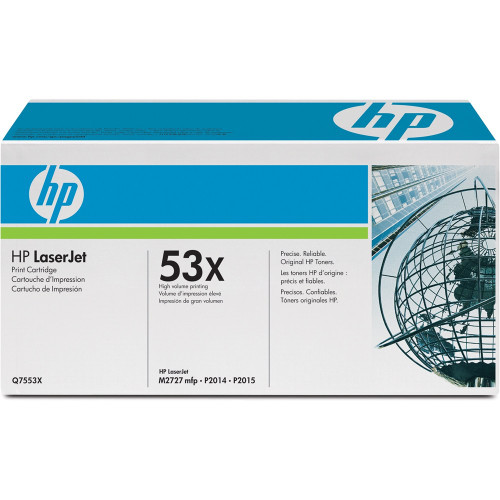 HP 53X HIGH YIELD BLACK ORIGINAL LASERJET TONER CARTRIDGE 7K (Q7553X) Suits LaserJet P2010 / 2014 / P2015 / M2727