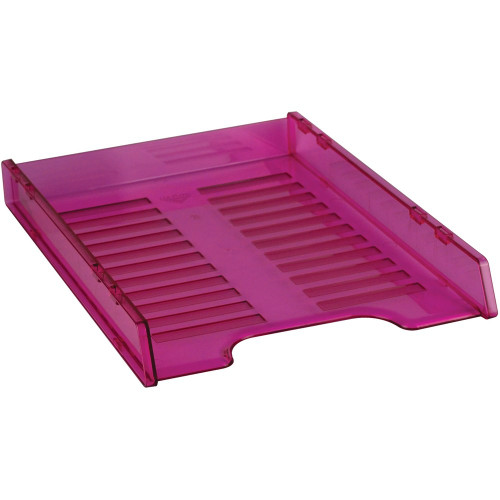 ITALPLAST A4 Slimline "Multi Fit" Document Tray - Tinted Pink, Each