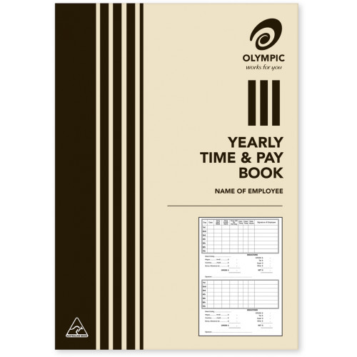OLYMPIC TIME BOOK YEARLY WAGES 32 PAGE 180 X 125MM