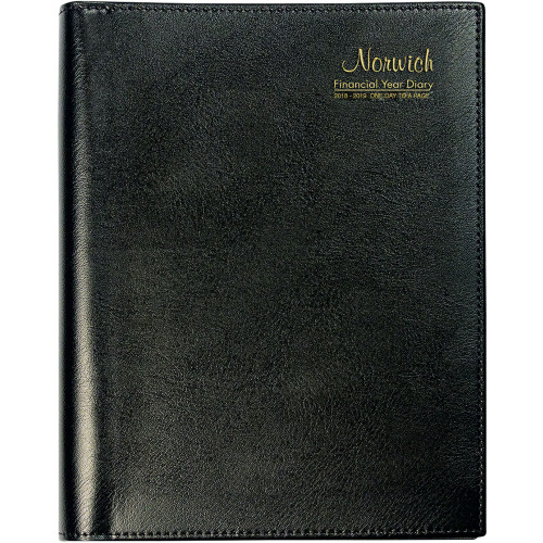 NORWICH SPIRAL BOUND FINANCIAL YEAR DIARY A5 DAY TO PAGE BLACK (2026-2027)