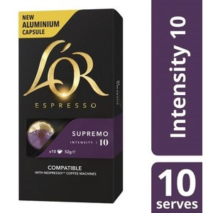 L'OR ESPRESSO COFFEE PODS Supremo, Pack of 10 4028626
