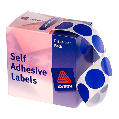 AVERY DISPENSER LABELS Circles DMC24B 24mm Blue, Pk500