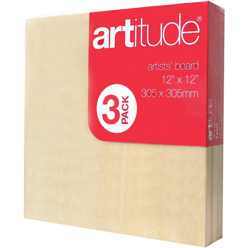 Artitude Board 12x12 Inch Thick Edge Pack of 3
