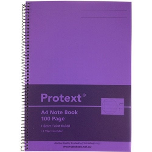 PROTEXT A4 PP WIRE BOUND SPIRAL NOTEBOOK 100 Page, Purple