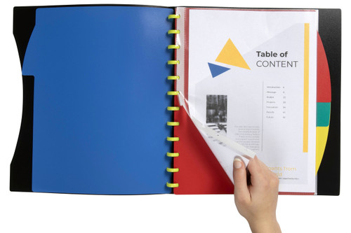 MARBIG KWIKZIP REFILLABLE DISPLAY BOOK A4 20 Pocket Black - With Dividers