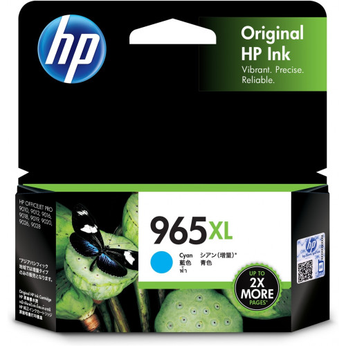 HP #965XL ORIGINAL CYAN INK CARTRIDGE 1.6K (3JA81AA) Suits HP Officejet Pro 9010 / 9012 / 9016 / 9018 / 9019 / 9020 / 9026 / 9028