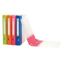 MARBIG MOULDED BINDER A4 2 'D' 25MM CLEAR/BLUE