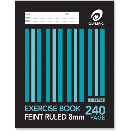 Olympic Exercise Book E2824 225 x 175mm 240 Page 8mm Ruled (140781)