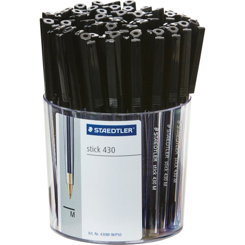 Staedtler Ballpoint Pen Stick 430 Medium - Black, Cup of 50
