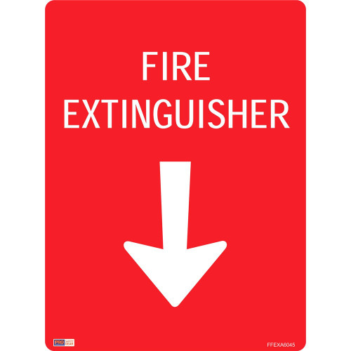 SAFETY SIGNAGE - FIRE Fire Extinguisher W/ Arrow 450mmx600mm Metal