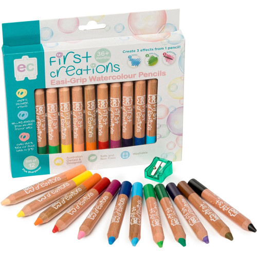 EASI-GRIP WATERCOLOUR PENCILS PACKET OF 12