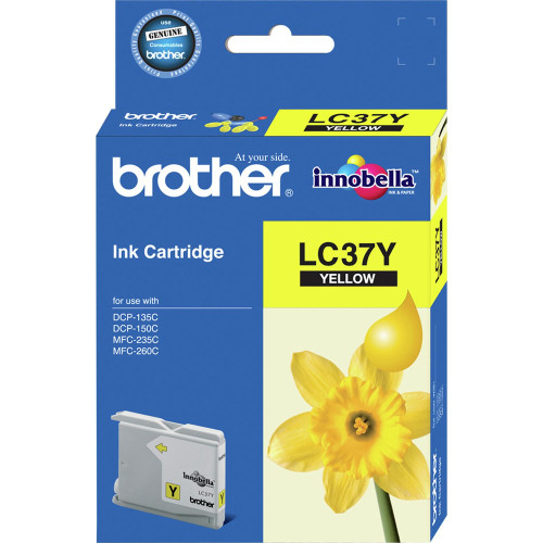 BROTHER LC-37Y ORIGINAL YELLOW INK CARTRIDGE 300 PG Suits DCP135C / 150C / 260C / 235C