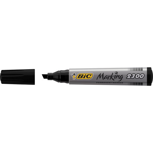 BIC MARKING 2300 MARKER Permanent Black Chisel Tip Box of 12