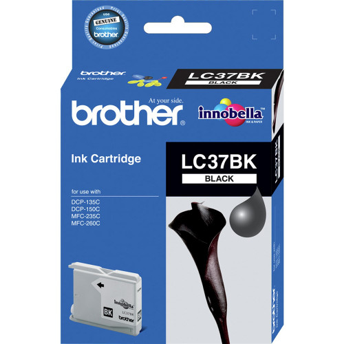 BROTHER LC-37BK ORIGINAL BLACK INK CARTRIDGE 350PG Suits DCP135C / 150C / 260C / 235C
