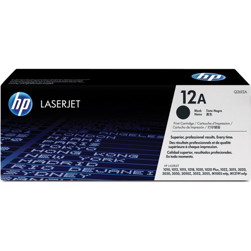 HP 12A BLACK ORIGINAL LASERJET TONER CARTRIDGE 2K (Q2612A) Suits LaserJet 1010 / 1012 / 1015 / 1020 / 1022 / 3015 / 3020 / 3030