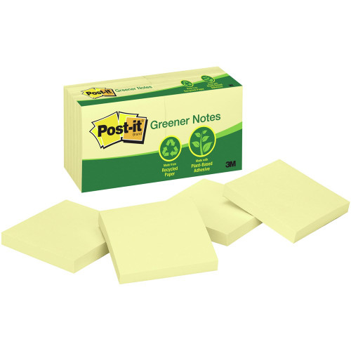 POST-IT 654RP-YEL NOTES Recycled Yellow 76x76mm