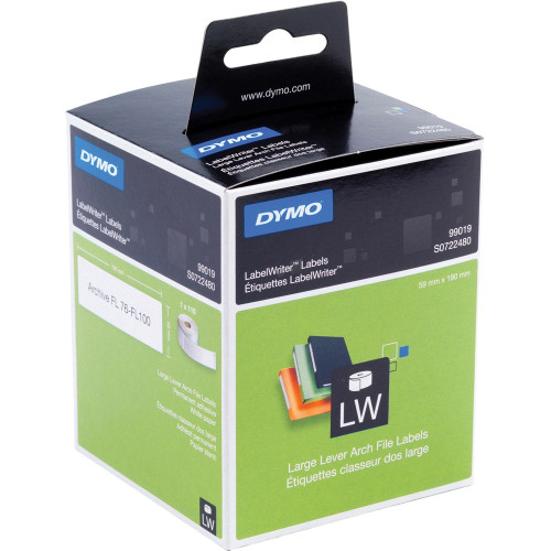 DYMO LABELWRITER - LABELS Lever Arch File 59 x 190mm (Box of 100)