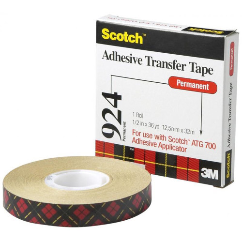 SCOTCH ATG ADHESIVE TRANSFER TAPE 924 12.7MM X 32.9M Per Roll 70006778362