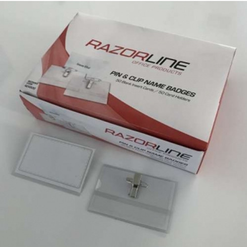 RAZORLINE PIN & CLIP NAME BADGES Bx50