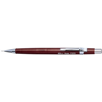 Pentel P200 Series Mechanical Pencil 0.3mm Lead Brown Barrel, Each