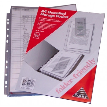 COLBY FOLDER FRIENDLY GUSSETED STORAGE POCKETS 286-GP A4 Heavy Duty Clear Pk5
