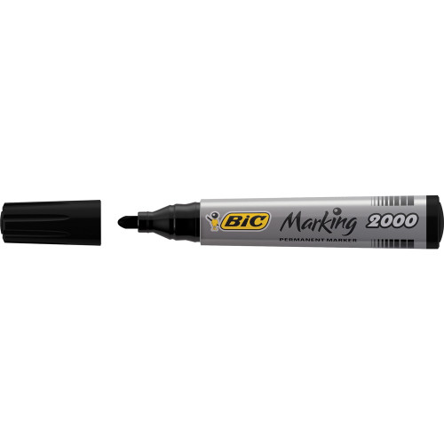 BIC MARKING 2000 MARKER Permanent Black Bullet Tip Box of 12